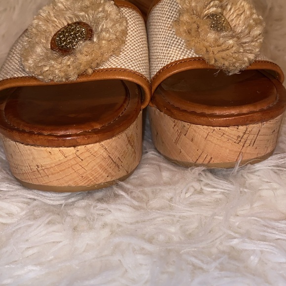 Coach JAZMIN Beige CORK WEDGE Slide Sandals - Picture 7 of 8